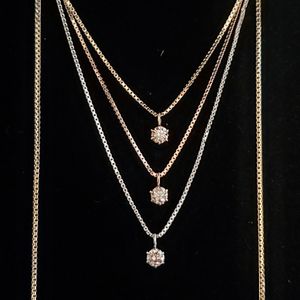 Tri-color Necklace,18K Yellow/White/Rose Gold 3.38
